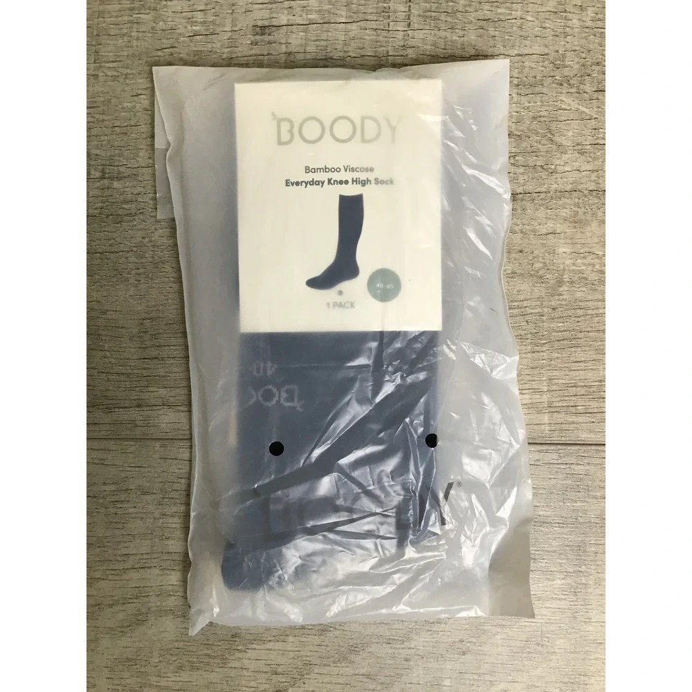 Boody Unisex Black Bamboo Viscose Everyday Knee High Socks 1Pack Size M40-45 NWT